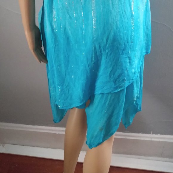 Sparkling Turquoise/Aqua Strapless Mini Cocktail Party Dress-MPH Collection-S - Picture 17 of 17